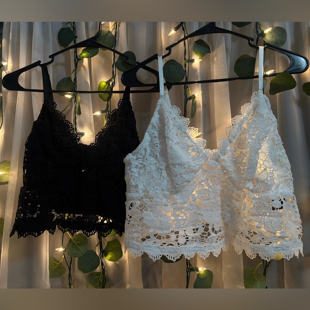Black and White Lace Bandeau Set